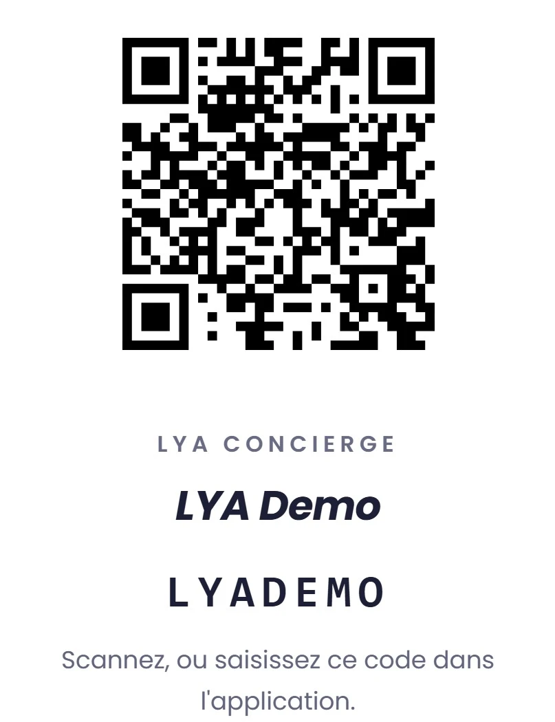 QR code de l'établissement de démonstration LYA Demo, code LYADEMO